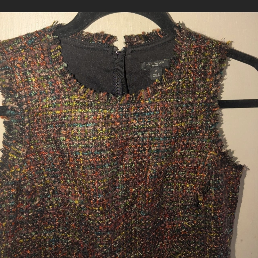 Ann Taylor (0P) Multicolor Tweed Sleeveless Dress